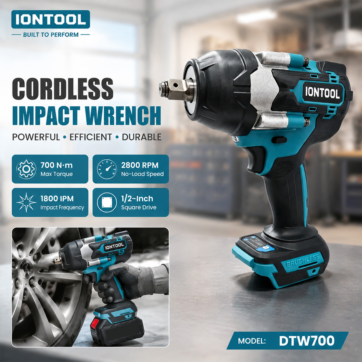 Power Tools And Engineering - IONTOOL DTW700 Chiave a Impulsi Cordless