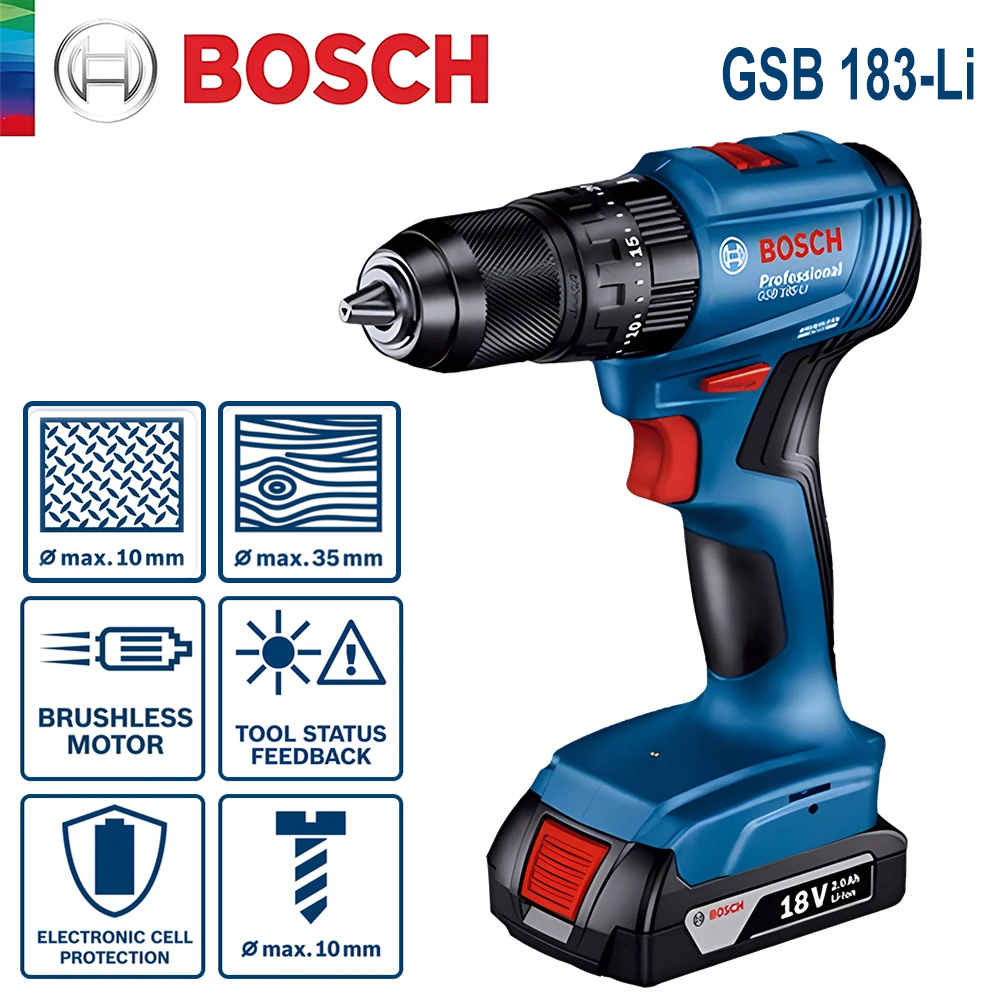 Power Tools Wood - Trapano Avvitatore Elettrico Bosch GSB 183-LI,